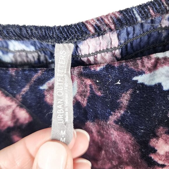 Urban Outfitters Floral Puff Sleeve Dress M Polyester Babydoll Whimsygoth Velvet - Picture 4 of 8